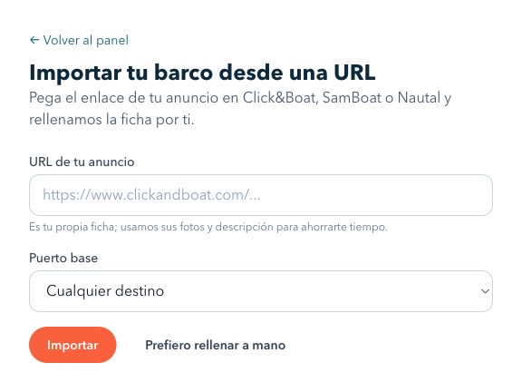 Importa tu barco pegando la URL de tu anuncio